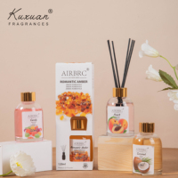 Kit Diffuseur à Roseaux 120ml Vente Directe Usine avec Bâtonnets, Design Boîte Fenêtre, Huile Essentielle Longue Durée & Fraîcheur pour Salon Chambre, Noix de Coco Pêche