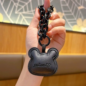 High Quality Vacation Souvenir Cute Acrylic Chain Car <b>Key</b> Gifts Backpack Bag Charms Soft PU Leather Embossed Logo Heart Keychain - Product Image 5