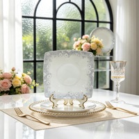 Service de vaisselle en porcelaine fine 10-50 pièces avec assiettes, bols et tasses - Marque HIHUI, origine Pékin, compatible lave-vaisselle et micro-ondes, motif paysager