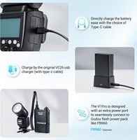 Flash Inalámbrico para Cámara GODOX-V1-PRO-C, 1/8000s HSS, Tiempo de Reciclaje de 1.3s, Compatible con Flash M/TTL, Flash Speedlite Tipo C para Canon