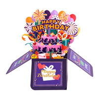 Carte de vœux d'anniversaire 3D pop-up créative, carte de fête pliable, boîte cadeau, décorations de fête, cartes cadeaux pour la fête des mères, fournitures