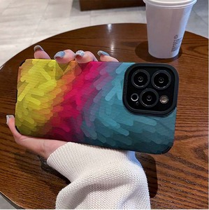 Custodia per cellulare in pelle artificiale TPU con stampa sfumata blu, rosa e gialla per <span class=keywords><strong>iPhone</strong></span> <span class=keywords><strong>XR</strong></span> 11 12 13 14 15 16 17 18 Pro Max - Product Image 3