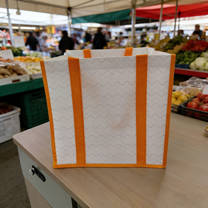 PP Non-Woven Coated Casual <b>Extra</b> <b>Large</b> Striped Handled Bag with Custom Logo and Screen <b>Printing</b> for Promotion Supermarket Use - Product Image 2