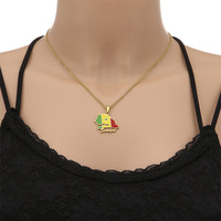 Offre Spéciale Sénégal Carte Collier Hommes Femmes Personnalisé Pays Africain Carte Collier Émail En Acier Inoxydable Pendentif Collier