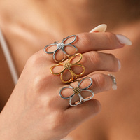 Ensemble de bijoux fantaisie pour femme, bagues ouvertes florales romantiques, ajustables, style bohème chic, empilables, texturées irrégulières et épaisses
