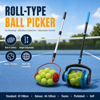 Ramasse-balles de type rouleau avec cadre noir et couvercle arrière pour le tennis, le pickleball et le golf