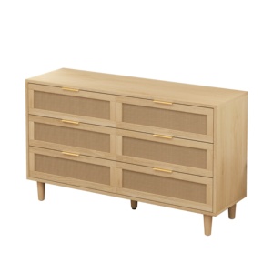 6-<b>Drawer</b> Modern Wood Storage Cabinet with White <b>Drawer</b> <b>Slides</b> Home Furniture for Bedroom and Living Room - Product Image 2
