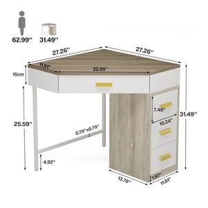 <span class=keywords><strong>Bureau</strong></span> d'angle moderne en bois avec 4 tiroirs pour la maison et l'appartement, vente en gros, MOQ 100 - Product Image 4
