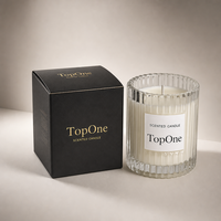 Gros Bougie Parfumée Pot Verre Côtelé Coffret Cadeau Marque Privée Cire Soja Aromathérapie Fêtes Cadeaux