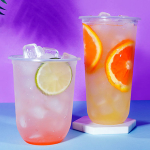 Cup Disposable Milk Tea Cup Milk Tea Cups Customized PP U Shape Cup Clear Disposable Plastic Cup Boba Bubble Milk Tea Cup With Lids