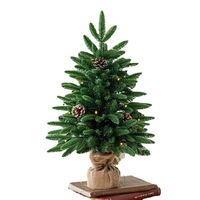 Mini arbre de Noël artificiel de table avec cônes de pin et base en toile de jute, petit sapin de Noël pour la décoration de bureau, de maison ou de bureau à domicile