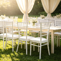 Chaises Chiavari empilables en PP acrylique pour la vente en gros, idéales pour la location commerciale, les mariages, les banquets d'hôtel, chaises en résine cristalline