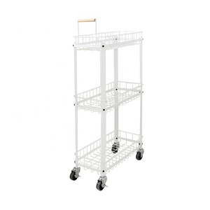 3 Tier Slim Metal Rolling Utility Cart Kitchen Trolley Rolling Storage Cart Utility <strong>Trolly</strong> - Product Image 1