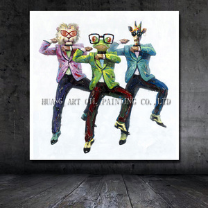 Gangnam estilo divertido bailando 3 personas cabeza de animal abstracto Cuerpo Humano trabajo de arte pintura al óleo pintada a mano decoración para el hogar - Product Image 2