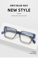 Nouvelles Lunettes de Vue Carrées de Style Coréen de Luxe à Monture Pleine en Plaque, pour Hommes et Femmes, Couleur Bleue, Personnalisables