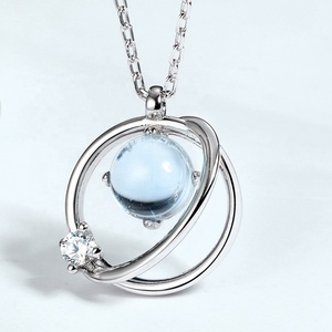 Oro Blanco joyería de dama de honor <span class=keywords><strong>el</strong></span> karma círculo S925 de plata esterlina Topacio collar de piedras preciosas - Product Image 3
