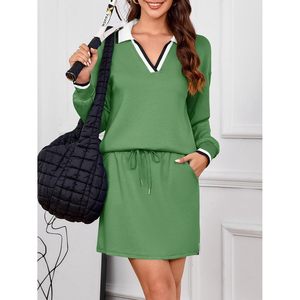 Fisoew Conjunto de 2 piezas para mujer, top de manga larga, minifalda, conjunto informal, transpirable, para todas las estaciones - Product Image 2
