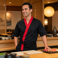 Veste de chef japonaise style kimono, uniforme de chef de sushi, manches courtes, fermeture à nouer sur le devant, vêtements de travail pour restaurant Izakaya Ramen