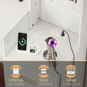 <span class=keywords><strong>Commode</strong></span> de chambre à coucher <span class=keywords><strong>en</strong></span> laque blanche haut de gamme avec fonction LED et miroir sur pied, table de toilette moderne de luxe <span class=keywords><strong>en</strong></span> bois - Product Image 5