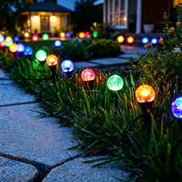 Lampes solaires à piquet LED RGB étanches en forme de globe de cristal pour extérieur, jardin, pelouse, allée, décoration paysagère