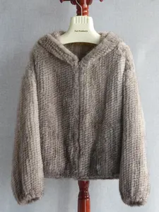 <span class=keywords><strong>Abrigo</strong></span> <span class=keywords><strong>de</strong></span> Punto Holgado con Solapa y Doble Botonadura, Estilo Casual, Sensación Suave, <span class=keywords><strong>Piel</strong></span> <span class=keywords><strong>de</strong></span> Conejo Otter, Precio al por Mayor - Product Image 2