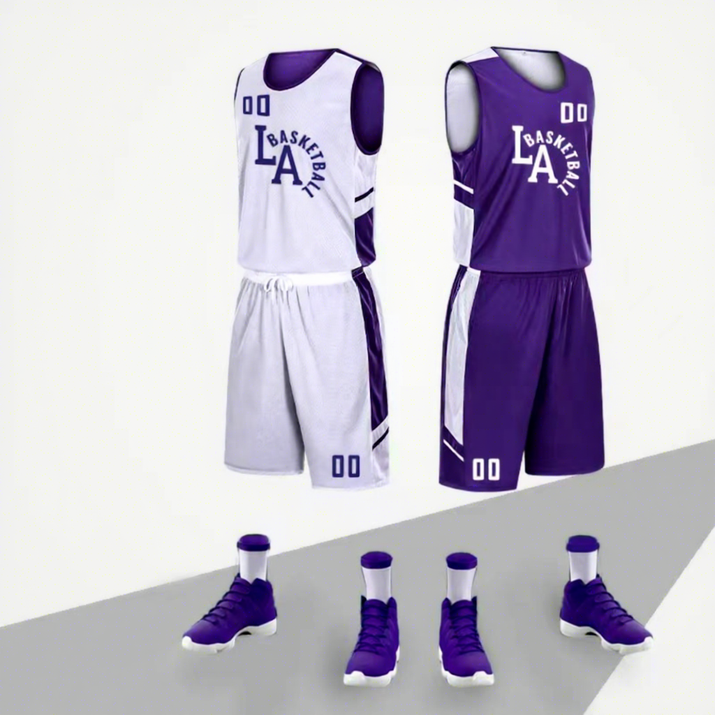 Purple and white double-sided wear