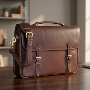 Porte-documents convertible classique en cuir véritable de première qualité B S International, antivol, imperméable, écologique et léger - Product Image 1