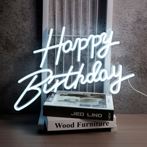Inglés <span class=keywords><strong>letras</strong></span> luminosas acrílico impermeable LED luz de neón 2700K suave cálido blanco interior Feliz cumpleaños fiesta reunión escena - Product Image 3