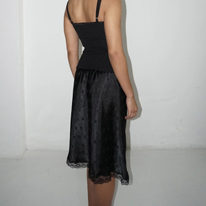 Falda midi de cintura alta con lunares y ribete de encaje, falda ajustada para mujer, estilo urbano para ocio y compras - Product Image 4