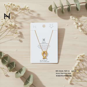 Collana con ciondolo zodiacale Pesci in acciaio inossidabile con zirconi cubici per gioielli di moda da donna - Product Image 3