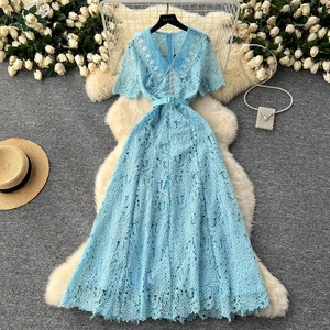 Robe élégante en dentelle ajourée style vintage pour femme, vente en gros du fabricant - Product Image 4