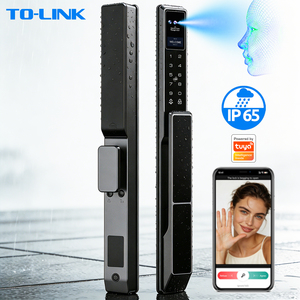 Kunci Pintar Biometrik Wajah 3D Otomatis Interkom Visual Tuya Tahan Air IPX5 untuk Pintu Kaca Aluminium Thermal Break Komersial - Product Image 1