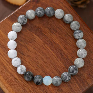 JD 8mm élastique bleu terre perles Bracelet pierre naturelle cristal 10 planètes pierre précieuse ronde huit perles Bracelet pour les vacances des hommes - Product Image 5