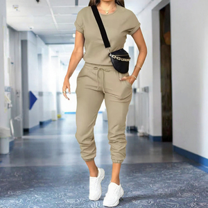 High Quality Woven Polyester Rayon Spandex Breathable Comfortable Nurse <b>Jogger</b> Suit <b>Scrubs</b> Uniform Sets Women Hospital Charming - Product Image 3