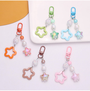 Creative Hollow Y2k Star Acrylic Plastic Keychain Cute Charm Key <b>Ring</b> Handbag Lanyard Accessories Car Hanging Trinket - Product Image 3