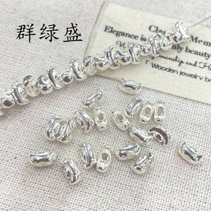 Perles en argent sterling S925 Qunlvsheng, forme irrégulière, perles dispersées pour bracelet, collier, fabrication de bijoux DIY - Product Image 2