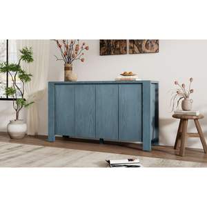 DB TREXM Navy 4-Door <b>Retro</b> <b>Sideboard</b> Distressed Finish Adjustable Shelves for Dining Kitchen Living Room Antique Design Style - Product Image 3