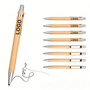 Father's Day Gifts Custom 1mm Sustainable Writing Eco-Friendly Bamboo <b>Pens</b>, Wooden <b>Retractable</b> Ballpoint <b>Pen</b> - Product Image 1