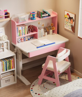 Bureau et étagère ergonomiques pour enfants en bois massif, modèle Grow-with-Me, pour la maison, le bureau et l'école