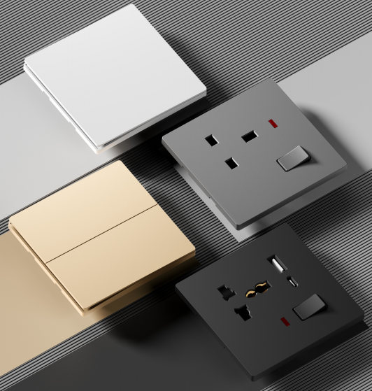 Factory Source MultifunctionUk Electric Sockets 13A 16A Wall Light Switch Cambered Panel for Power Electric Switch