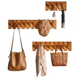 Perchero de pared de madera con ganchos tipo teclas de piano, organizador de entrada, tablero perforado para sombreros, bolsos y llaves, duradero, forma rectangular - Product Image 5