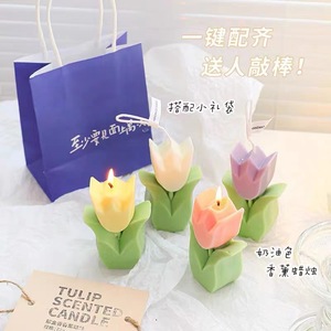 Bougie parfumée Angju Tulip 72g, faite à la main, éliminant les odeurs, décoration de chambre - Product Image 4