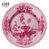 Service de Table Populaire en Porcelaine Fine, Ensemble d'Assiettes Florales Roses pour Mariage et Fête, Vaisselle de Luxe Décorative pour Événements et Traiteur