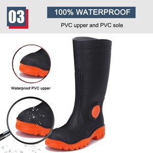 Bottes de pluie en caoutchouc PVC OEM, larges, avec embout en acier, anti-perforation, antidérapantes, résistantes à l'huile, aux acides et aux alcalis, imperméables, antistatiques pour l'exploitation minière - Product Image 5