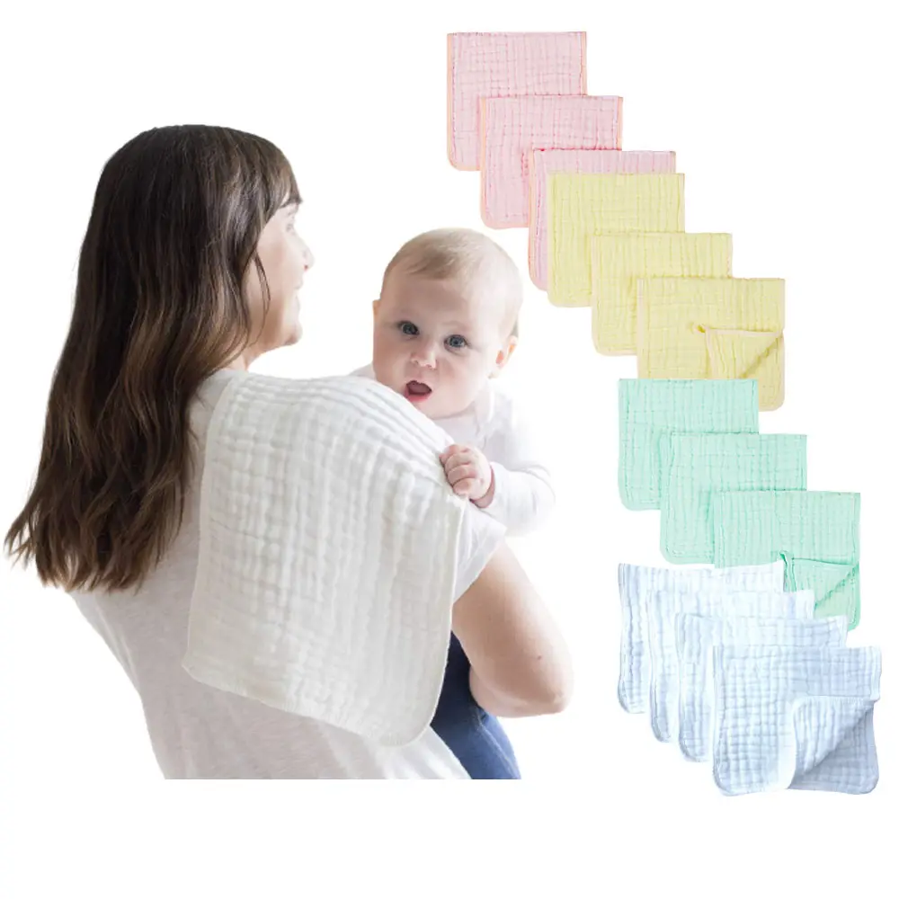 Großhandel 100 % Baumwolle Musselin 6 Schichten Neugeborenes Sabber Milch Spülen Bib Weiches Baby Aufstoßkleidung Baby Bibs