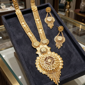 Venta al por mayor Forming 14K 18K 24K Gold Filled Long Necklaces Set, Fashion Jewelry Set, Brass Gold Plated Floral Design Jewelry Set. - Product Image 1