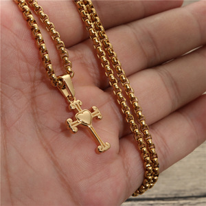 Heart <b>Cross</b> Necklace Zinc Alloy Unisex Pendant Gift Jewelry - Product Image 2