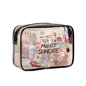 Eco-Friendly Fashion PVC Toiletry Cosmetic <b>Bag</b> <b>Large</b> Transparent Waterproof <b>Makeup</b> <b>Bag</b> with Zipper for Outdoor Travel - Product Image 1