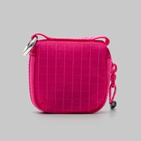 Dompet Koin Resleting Tebal Logo Kustom OEM Kantong Gantungan Kunci Kanvas Mini Klip Karabiner Tempat Koin Kunci Portabel Kecil Grosir