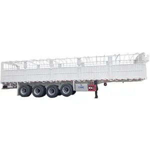 CIMC HUAJUN 4 Axles Fence Cargo Box Semi Trailer Side Wall Trailer with Lifting Function and Air suspension